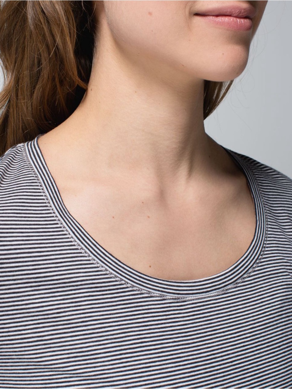lululemon athletica Black and White Striped Scoop Neck Tee